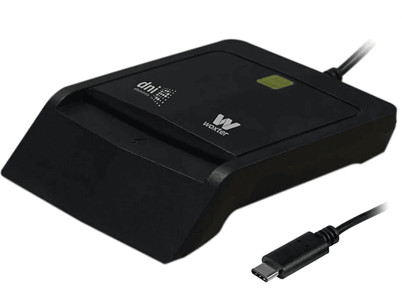 Lector DNI electrónico - Woxter PE26-200, LED, compatible con las tarjetas Smart Cards, Negro