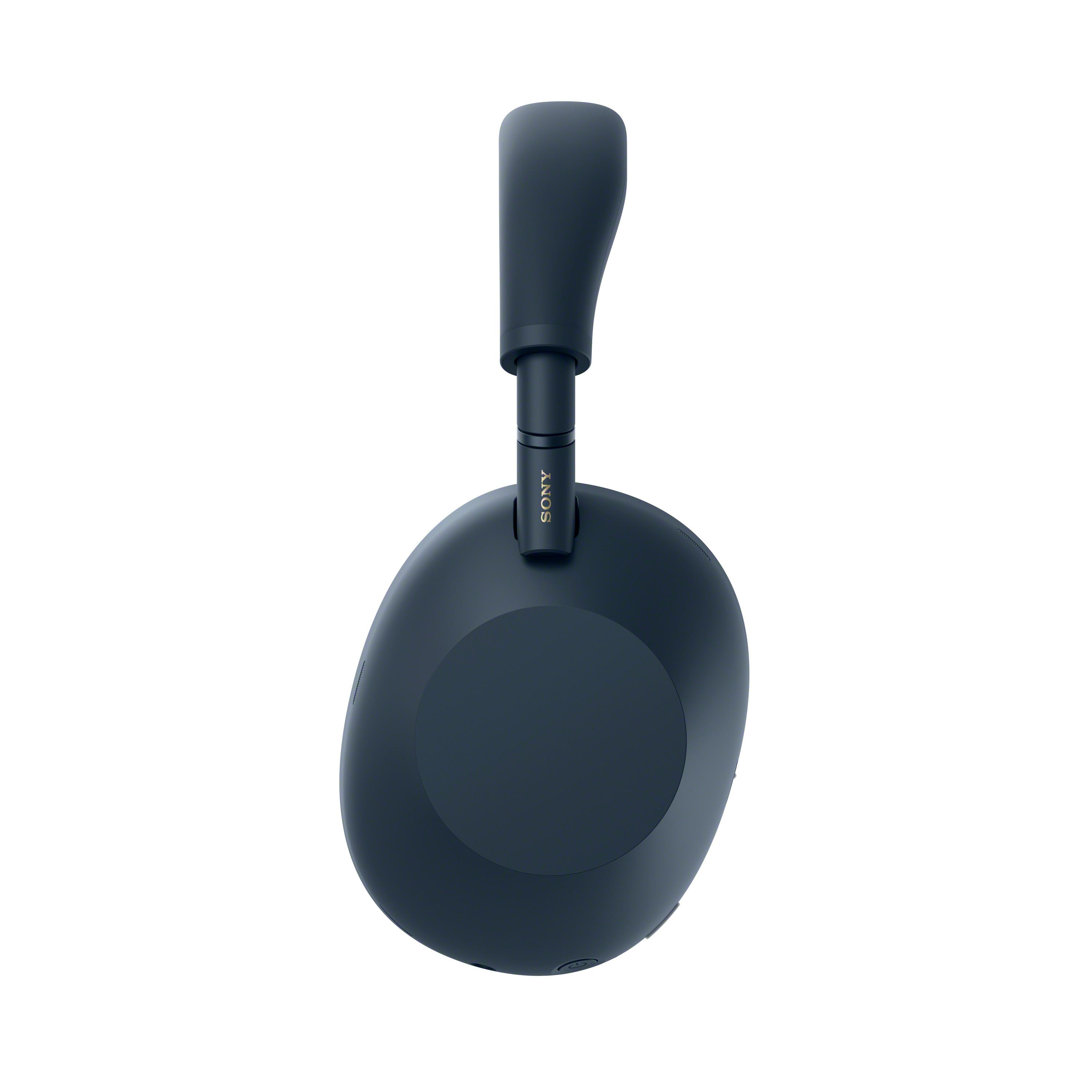 Granatowe słuchawki WH-1000XM6, widok z góry, z widocznymi nausznicami i pałąkiem.