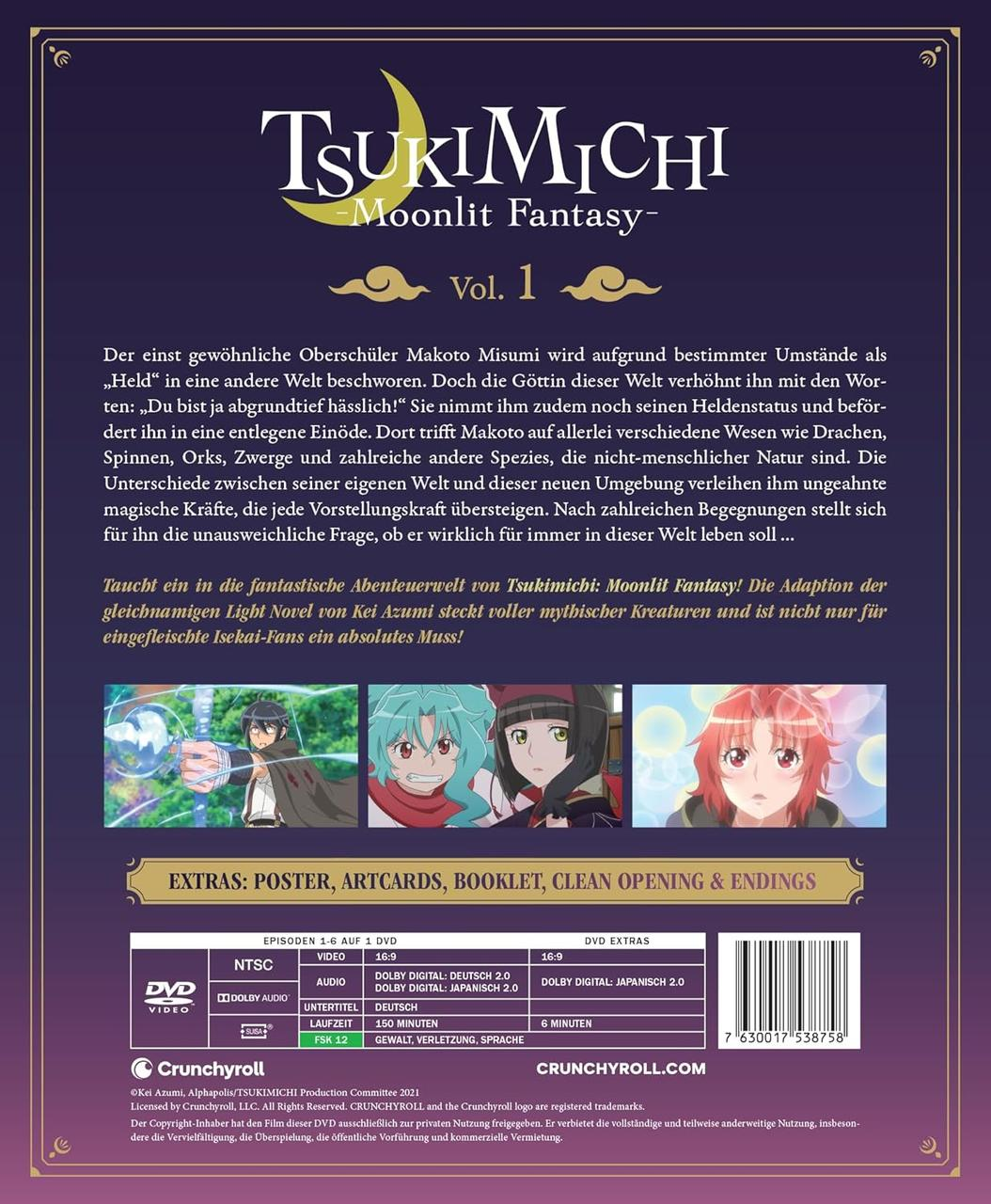 DVD-Hülle für TsukiMichi - Moonlit Fantasy - Vol. 1. Anime-Charaktere.