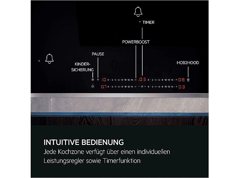 AEG TO64IC00XB 5000, Hob²Hood Induktionskochfeld (576 mm breit, 4-Zonen, Glaskeramik, Autarkes Kochfeld) — Foto 3 von 5
