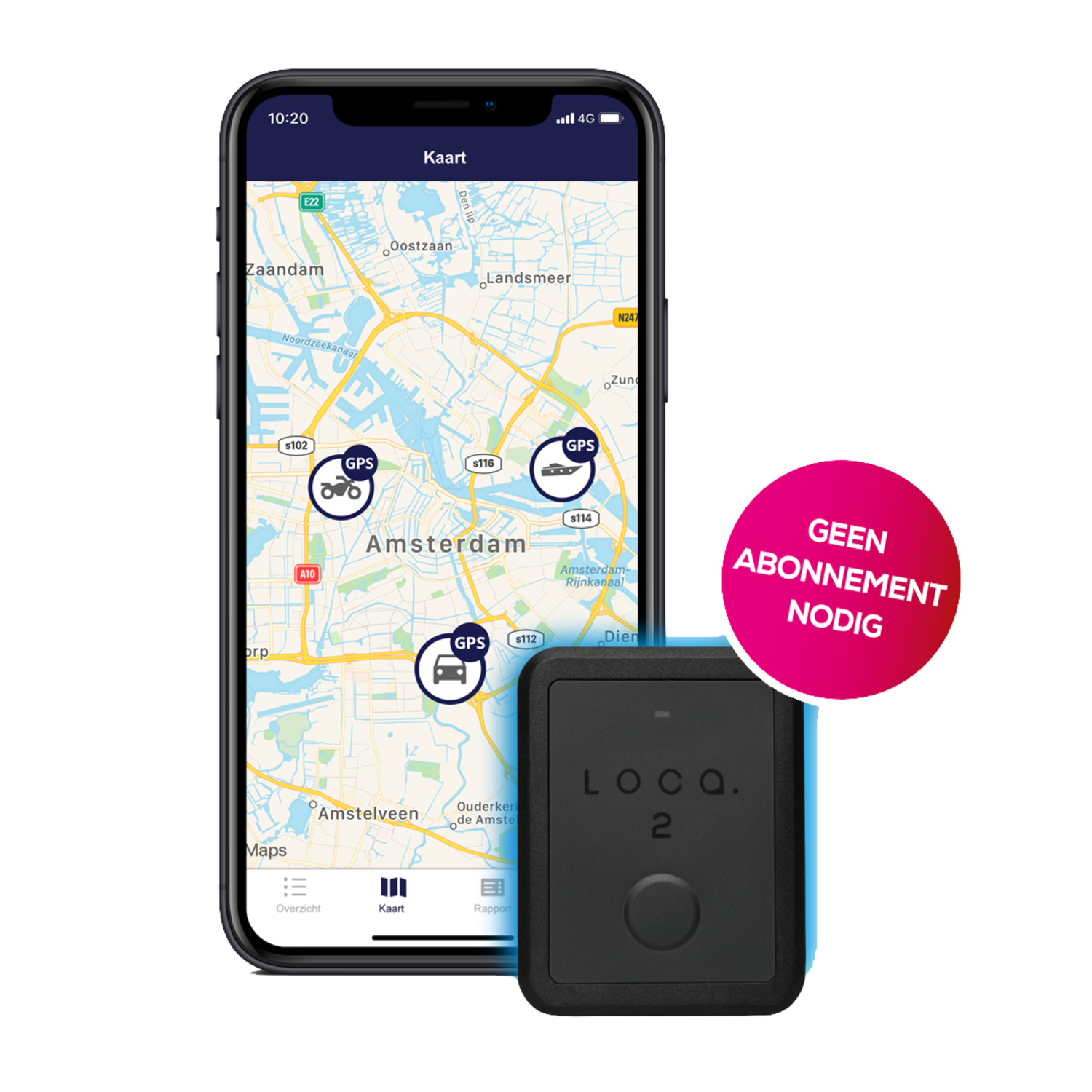 Loca 4g Future Proof 2 GPs Tracker Zonder Abonnement - 3 Jaar Batterijduur Zwart