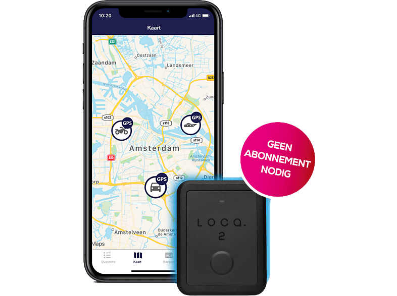 Loca 2 GPs Tracker Zonder Abonnement 3 Jaar Batterijduur Zwart