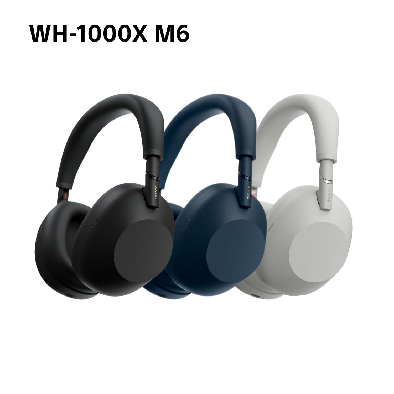 Tres auriculares en diferentes colores: negro, azul y blanco. Todos sobre fondo blanco.