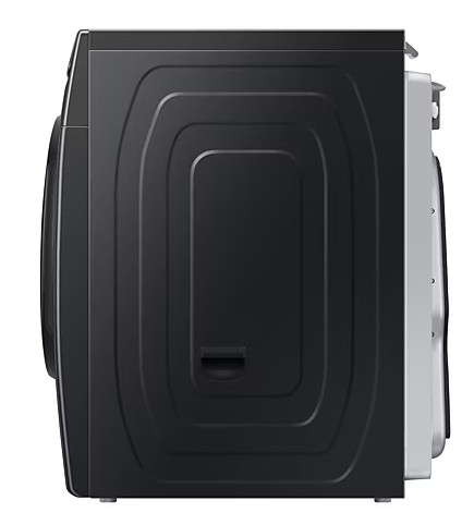 Widok z boku czarnej suszarki Samsung.