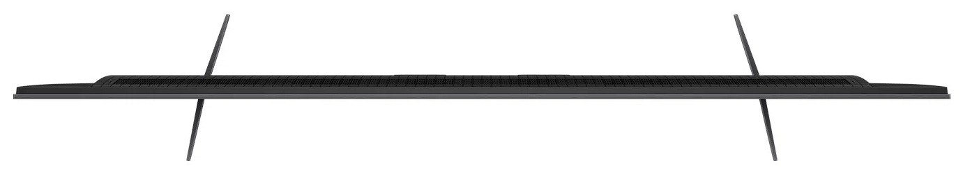 Telewizor z góry z czarną ramą i podstawą.