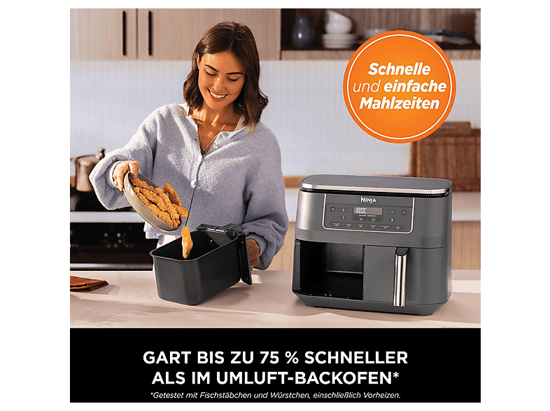 Ninja DZ300EU 7.6 l Heißluftfritteuse 7,6 l, 2470 Watt, Grau — Foto 4 von 5