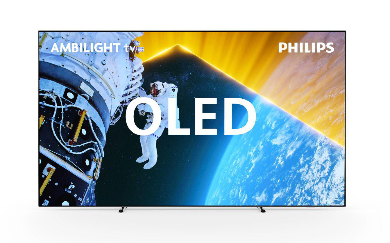 Ein Philips OLED-Fernseher zeigt eine Weltraumszene mit einer Figur im Raumanzug.