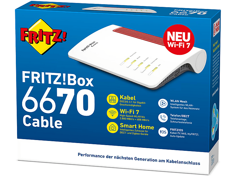 Thumbnail - AVM FRITZ!Box 6670 Cable (Wi-Fi 7) WLAN Mesh Kabelrouter mit Modem 3,568 Mbit/s