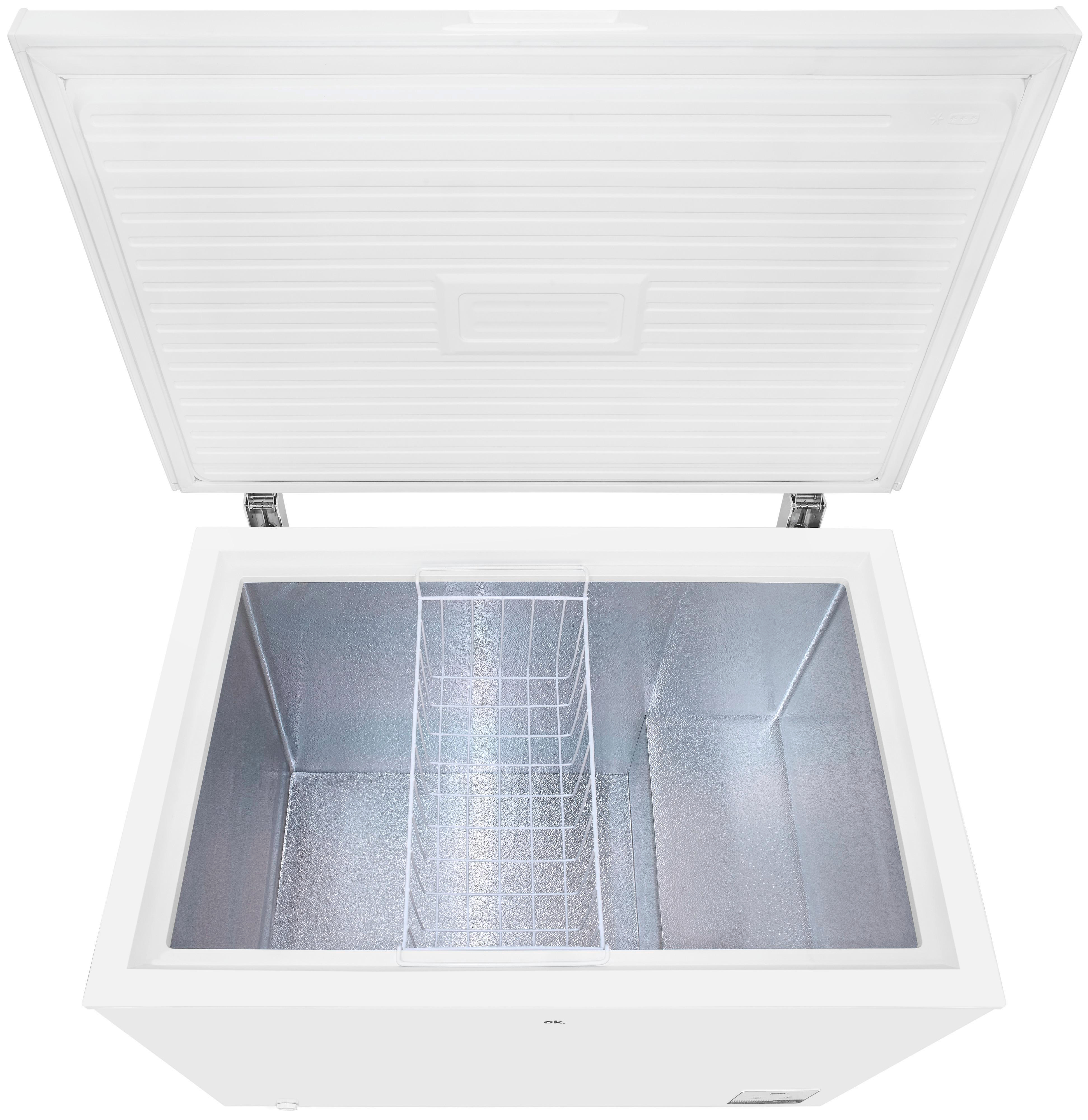 Detail eines Truhen-Gefriertruhen-Deckels mit Schneeflocken-Symbolen.