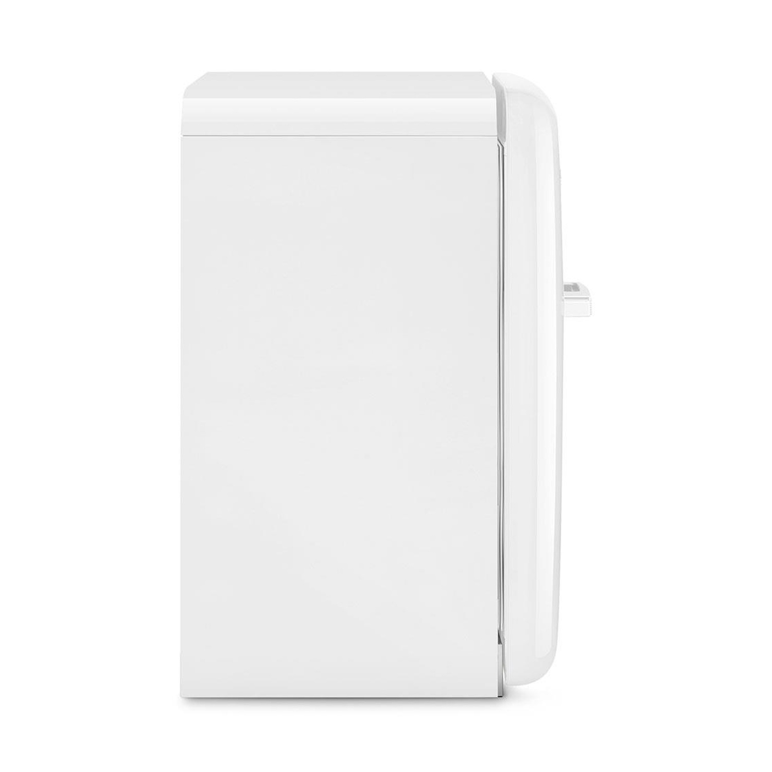 Frigorifero SMEG bianco, vista laterale, maniglia.