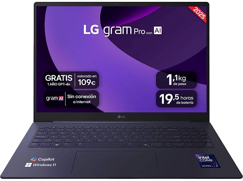 LG 16Z90TP-K.AD88B, 16 WQXGA, Intel® Evo™ Edition Core™ Ultra 7-255H, 32 GB RAM, 1 TB SSD, Arc™ GPU, W11H