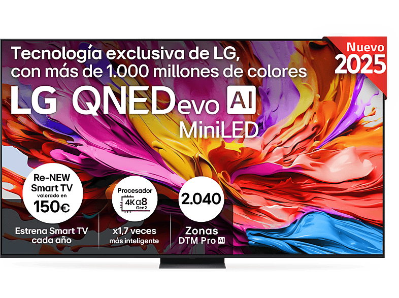 TV QNED 100" - LG 100QNED86A6, UHD 4K, Procesador Inteligente α8 AI Processor 4K Gen2, Smart TV, DVB-T2 (H.265), Charcoal Black