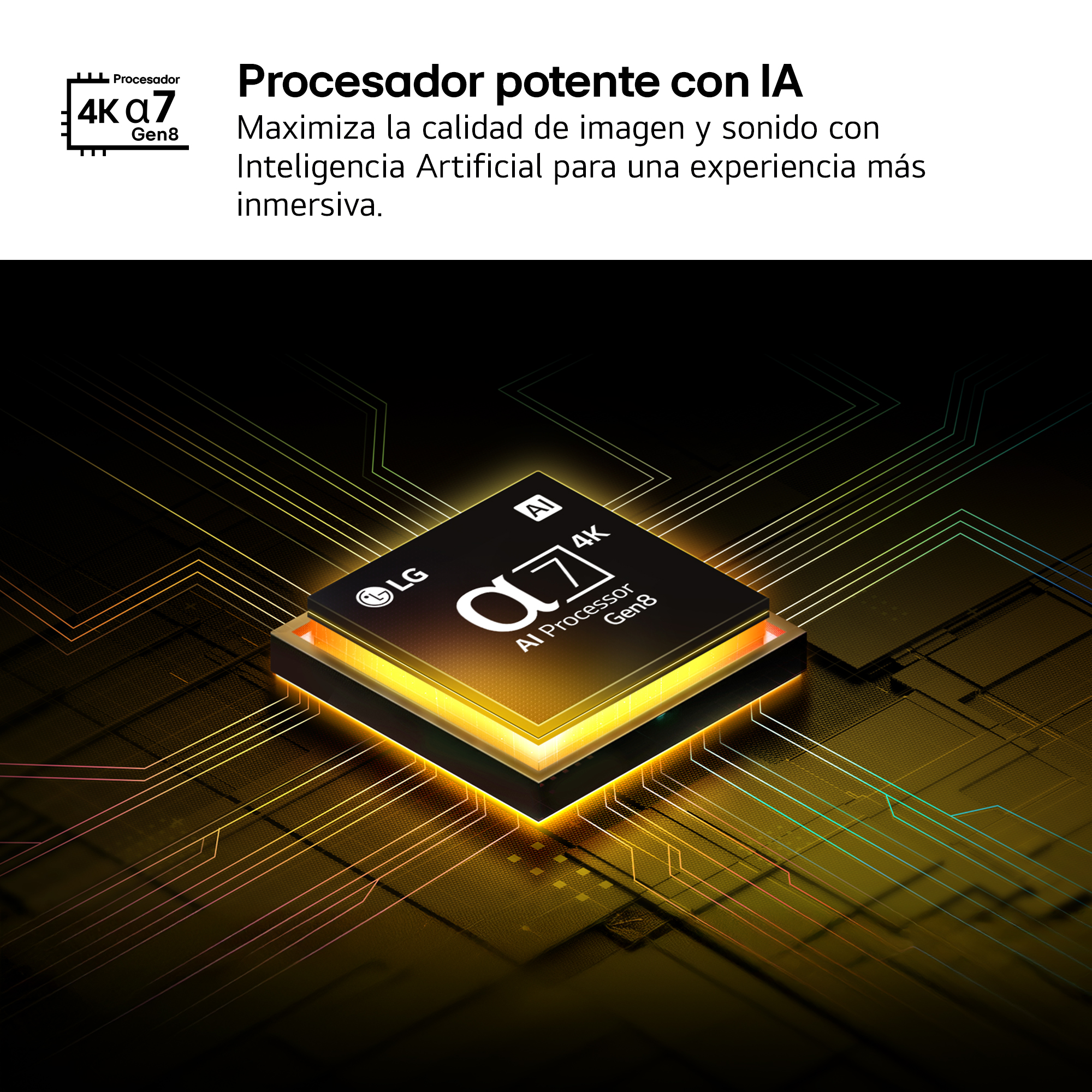 Procesador LG a7 Gen8, maximizando la calidad de imagen y sonido.