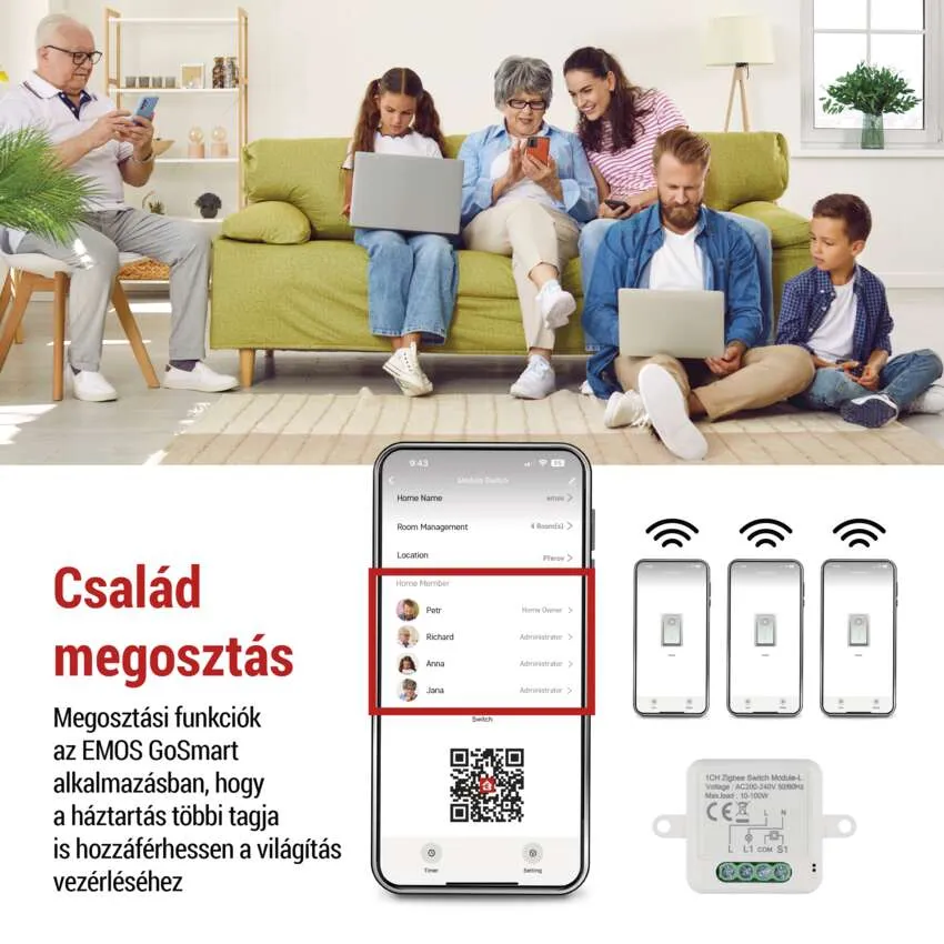 Egy család okosotthon technológiát használ.