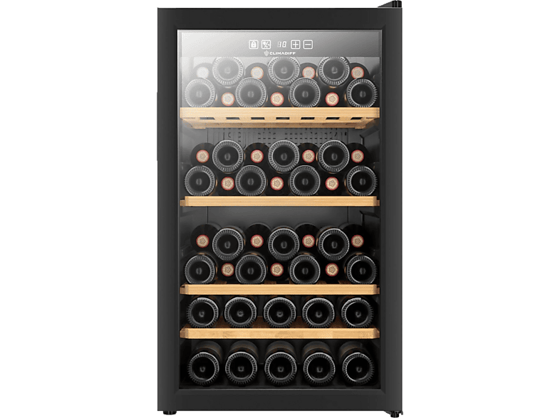 Climadiff CLS52B1, 52 Botellas, Puerta de Vidrio templado con doble Acristalamiento, De 5-20°C, Negro