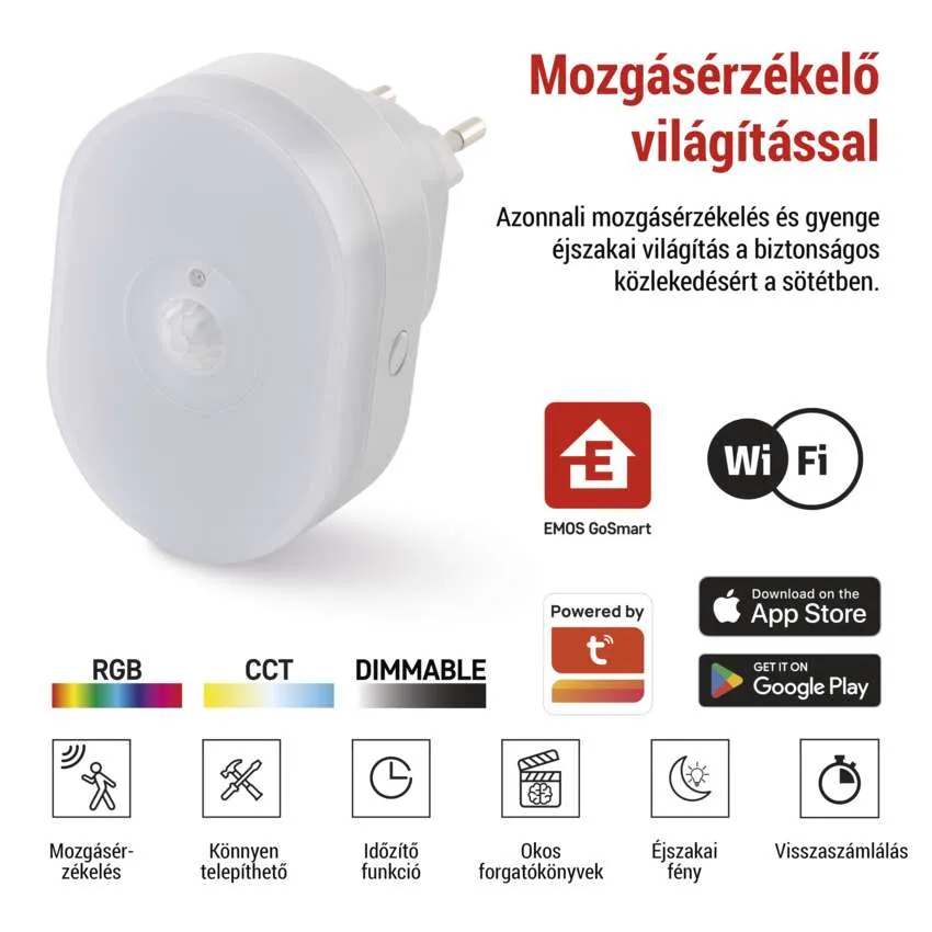 Az éjszakai fény érzékelési tartománya: 120 fok, 3, 5 és 7 méteres érzékelés.