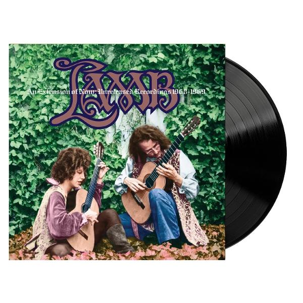 Albumcover mit zwei Gitarre spielenden Personen auf grünem Hintergrund, mit schwarzer Schallplatte.