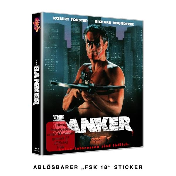 DVD-Cover mit einem Mann, der eine Armbrust hält, mit den Worten 'THE BANKER'.
