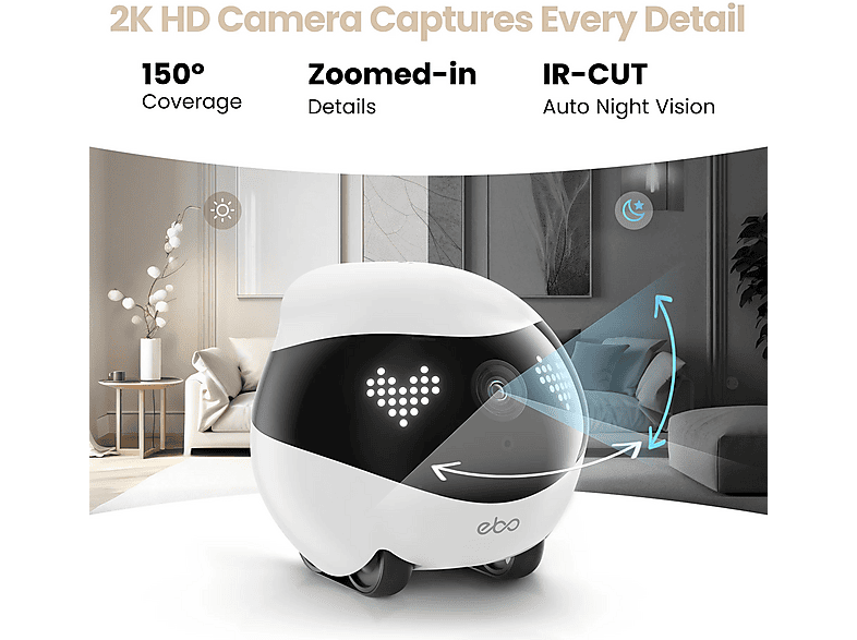 Enabot - EBO AIR 2 - domowy, mobilny robot monitorujący (biały) – zdjęcie 3