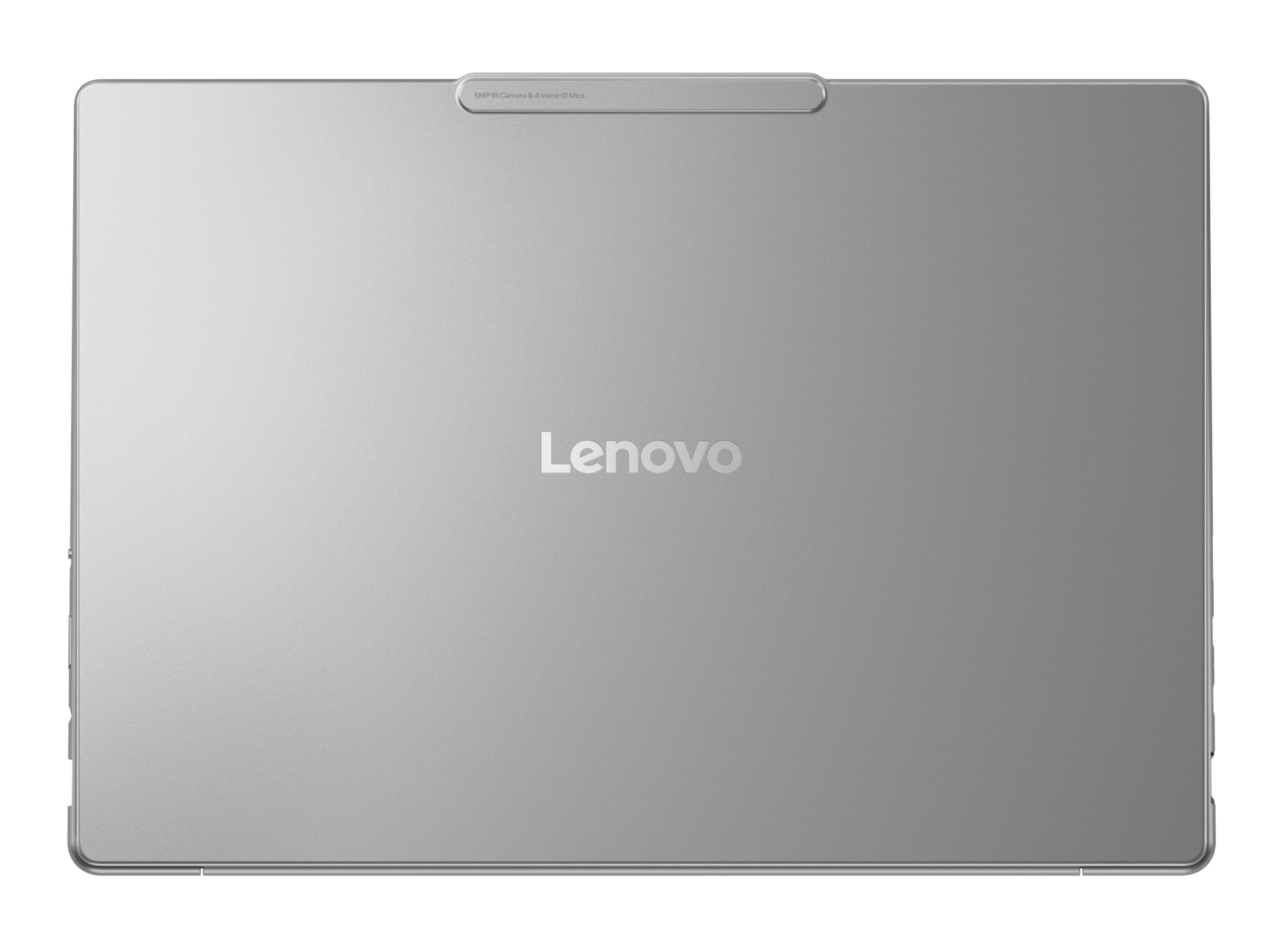 Tył srebrnego laptopa, widoczne logo Lenovo.