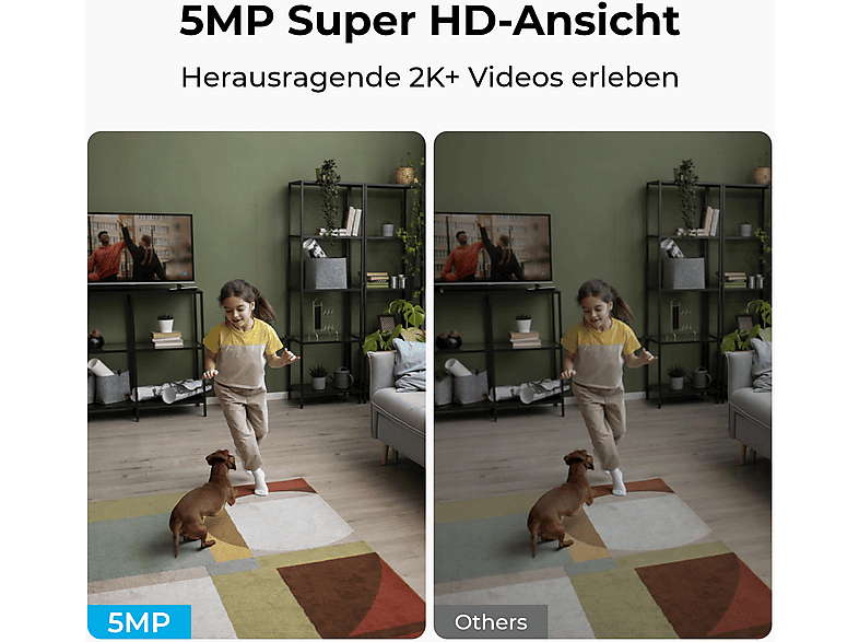 REOLINK Reolink 5MP Überwachungskamera innen, ip kamera indoor, Schreierkennung, 360 grad kamera, 2,4/5 GHz WiFi, 2-Wege-Audio E Series E330,