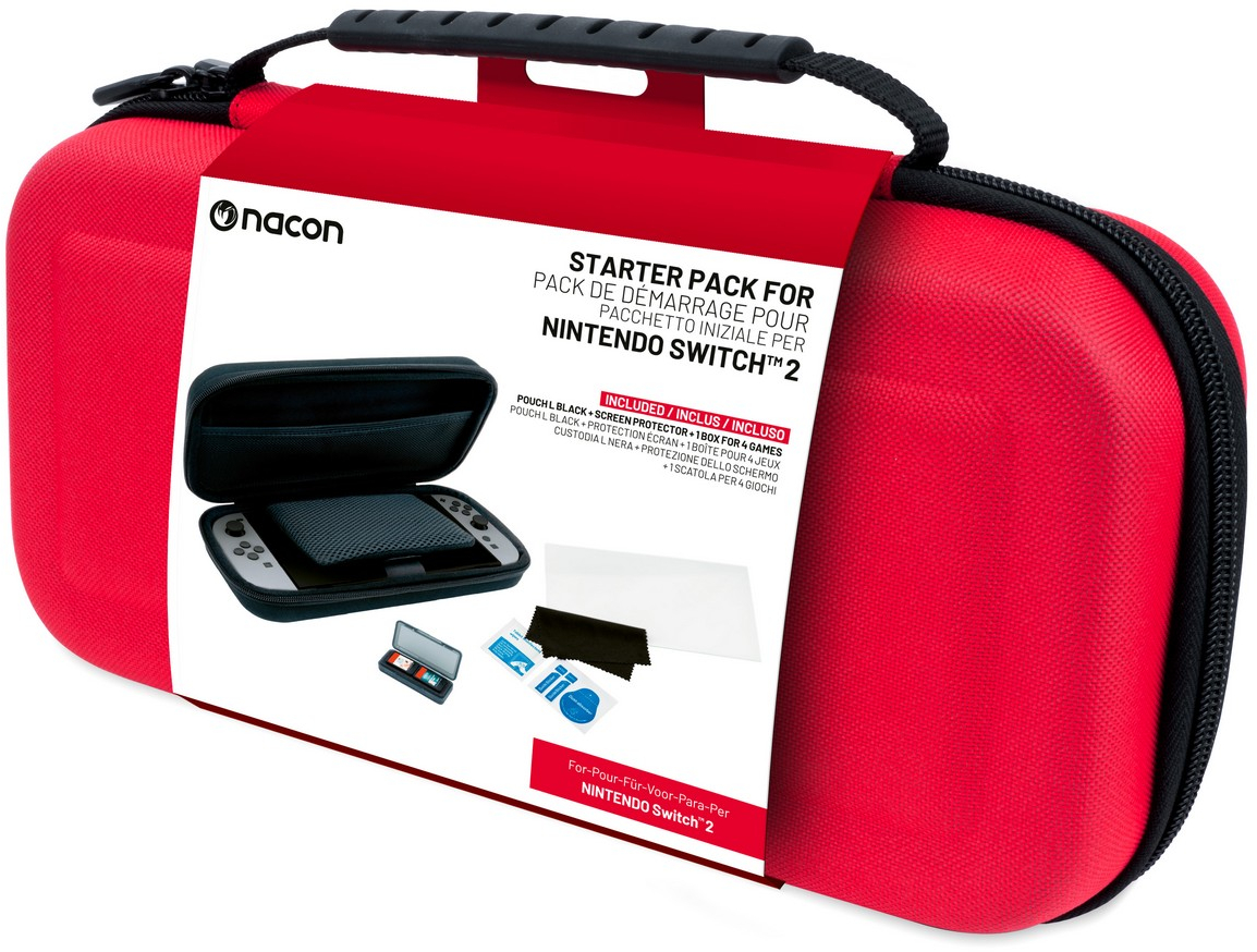 NACON Nintendo Switch 2 utazótok + kijelzővédő fólia (Piros)