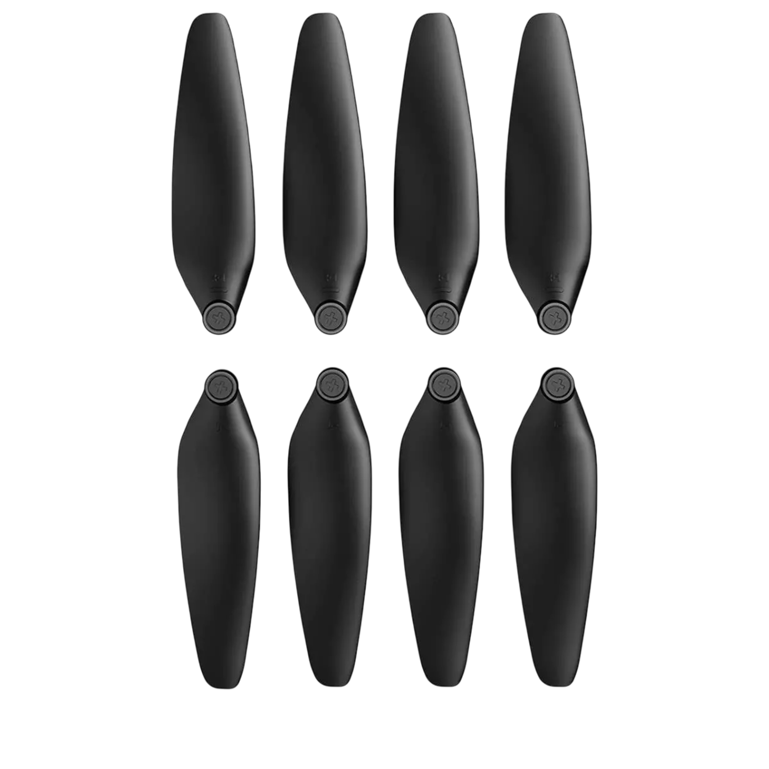 Huit hélices de drone noires, sans pointes blanches.