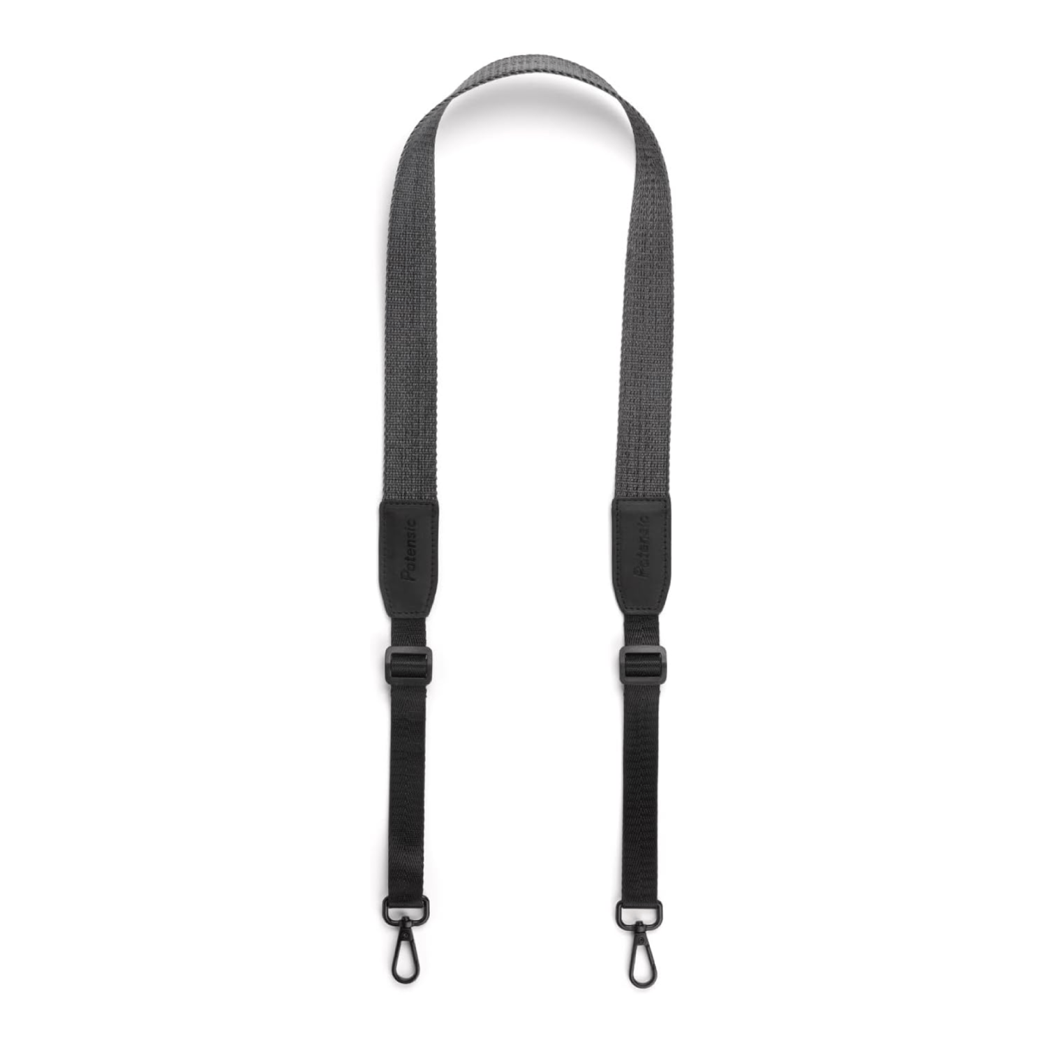 A black drone controller strap with the word Potensic. It has black hooks on both ends.