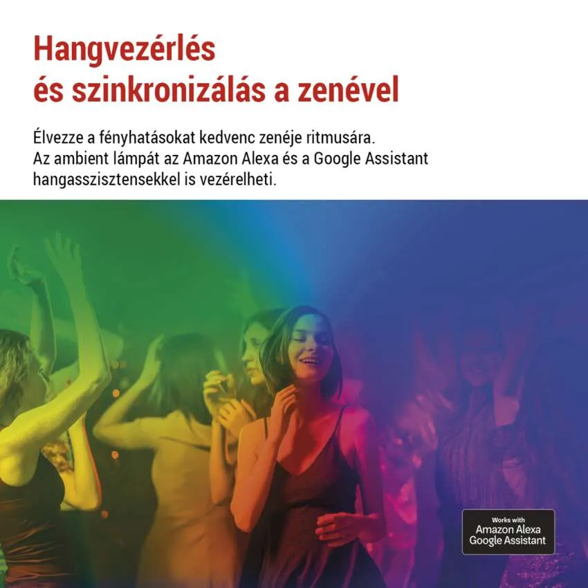 Emberek táncolnak színes hangulatvilágítással.