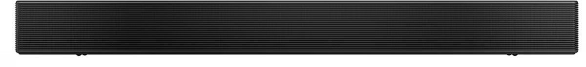 Fekete soundbar gombokkal. A soundbar fekete ráccsal rendelkezik.