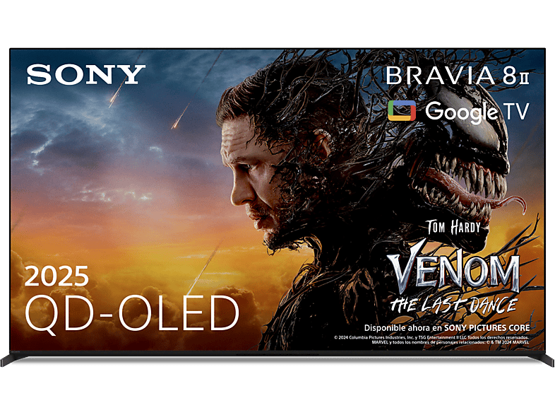 TV QD-OLED 55" - Sony Bravia 8 II, Procesador XR con IA, Smart (Google TV), IMAX, Dolby Atmos/Vision, Chromecast, Airplay, PS5, 120Hz, Eco, 55XR8M2