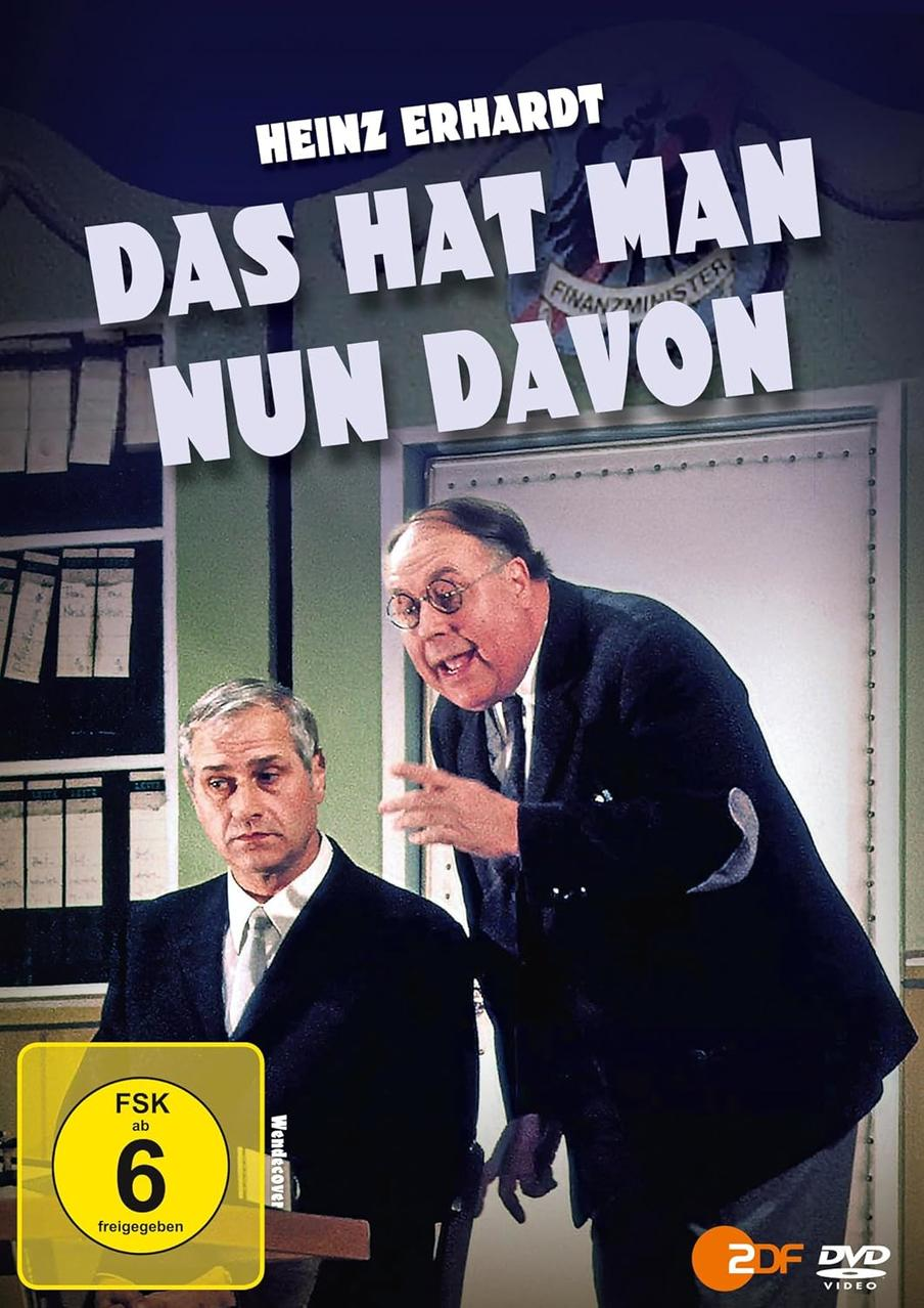 DVD-Cover: 'Das hat man nun davon'. Zwei Männer in Anzügen in einem Büro, FSK-Logo unten.