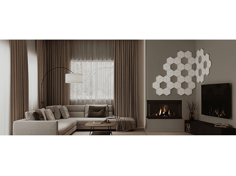 GOVEE Erweiterung für LED Hexagon Wandlampen, LED-Sechseck-Panels Meteor-Grau, Mond-Weiß
