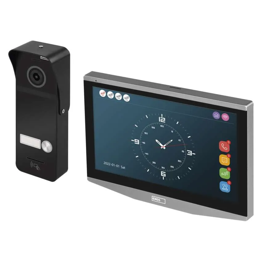 Videó kaputelefon rendszer óra felülettel a monitoron, kaputelefonnal.