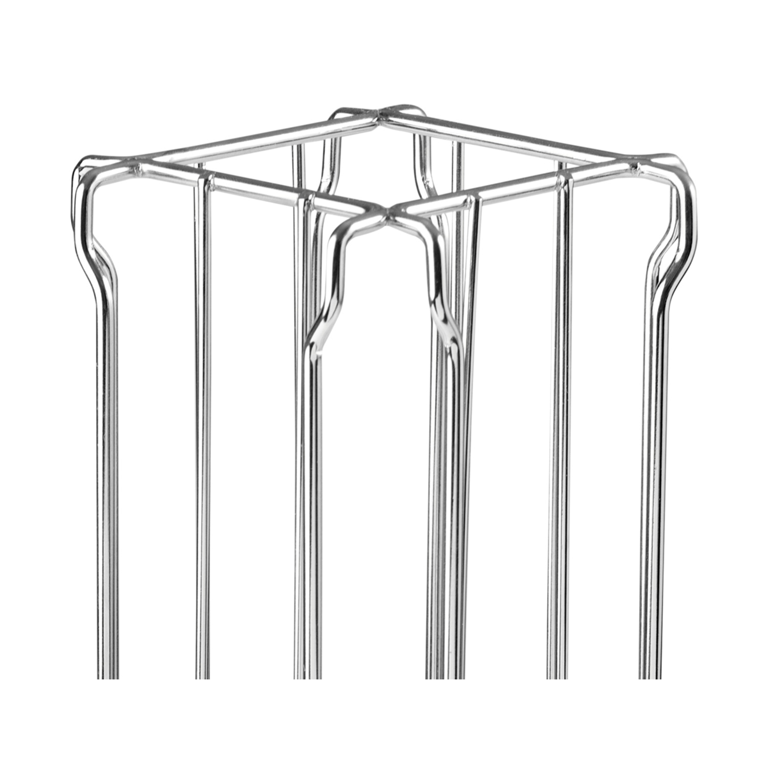 Porta capsule per caffè argentato, vuoto, con forma quadrata e linee verticali.
