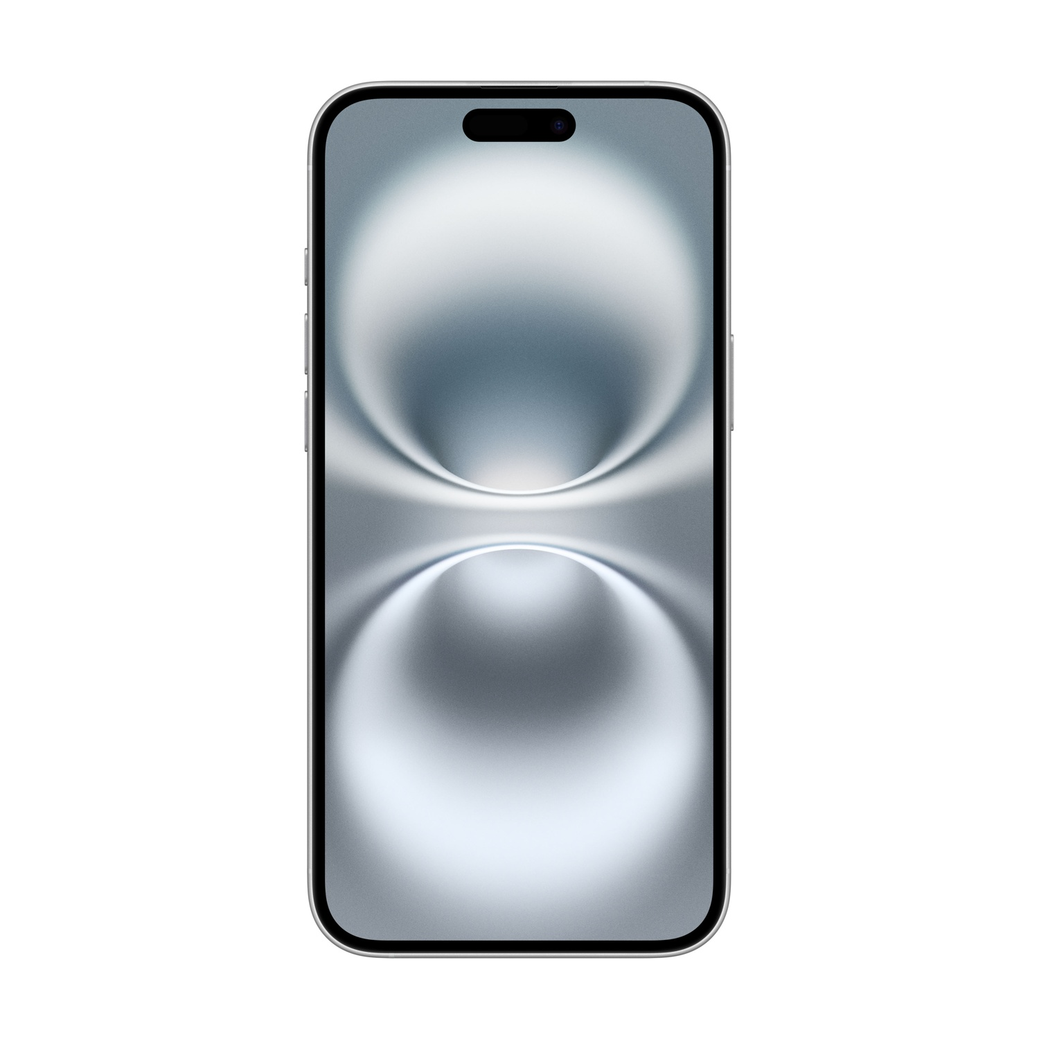 Uno smartphone nero con schermo sfocato, isolato su bianco, che mostra il pannello frontale.