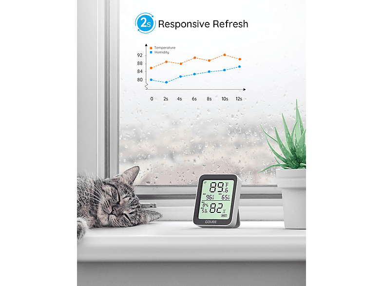 GOVEE Display Bluetooth Thermo-Hygrometer, Schwarz