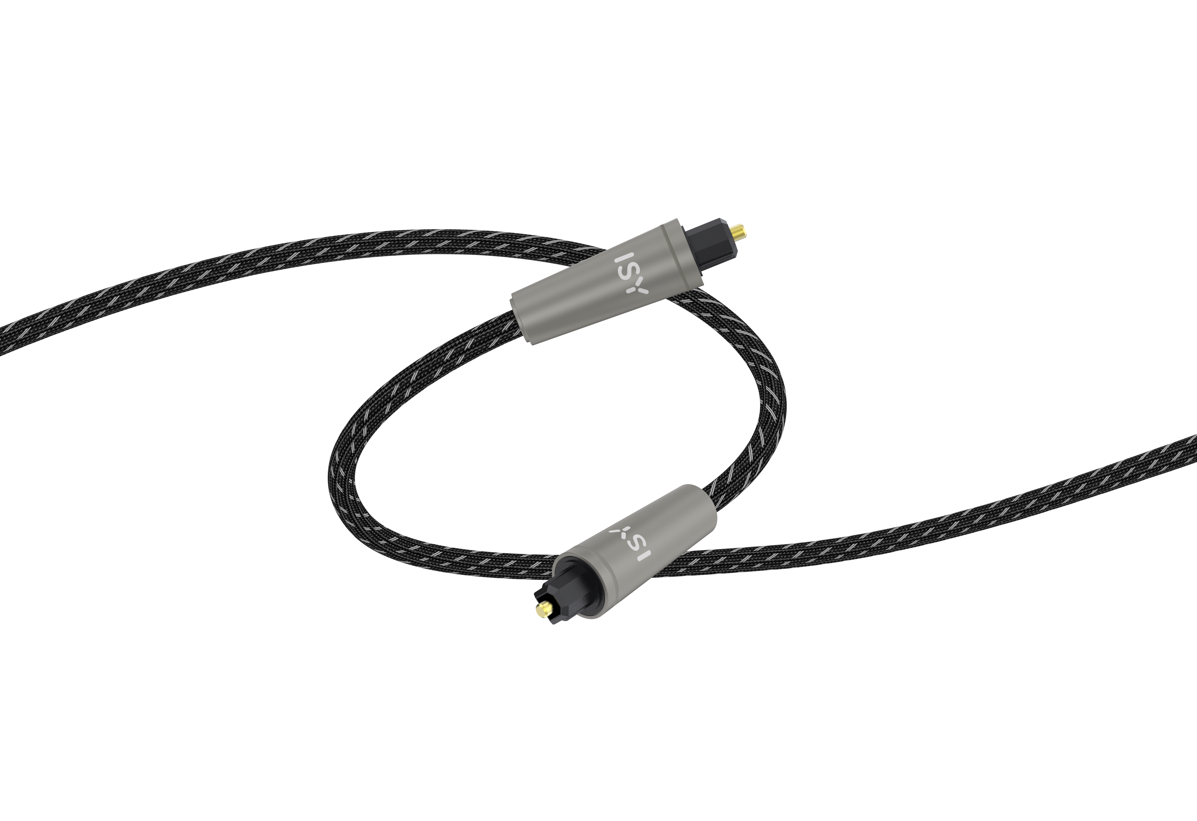 ISY ODT optikai kábel, szövet borítás, 1,5 méter, fekete-fehér (IAU-1007)