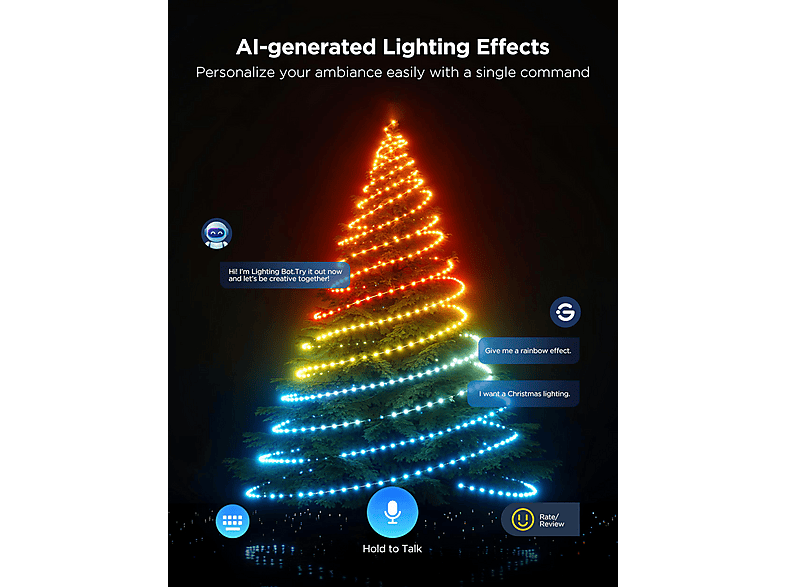 Thumbnail - GOVEE LED Weihnachtslichterkette 20 m, RGBW, IP65 Lichterkette Mehrfarbig