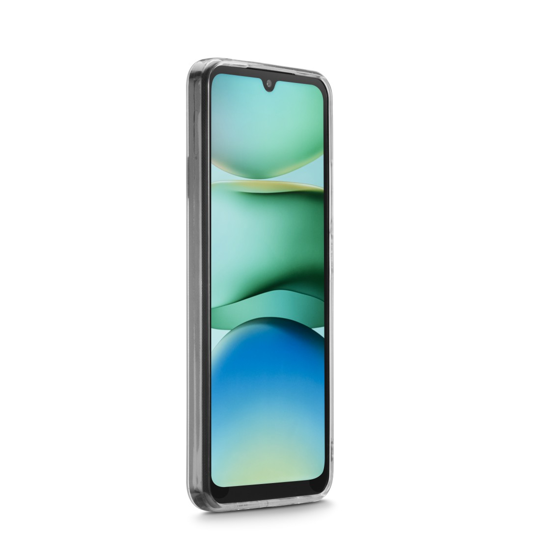 Smartphone mit farbenfroher Bildschirmanzeige und klarer Hülle.