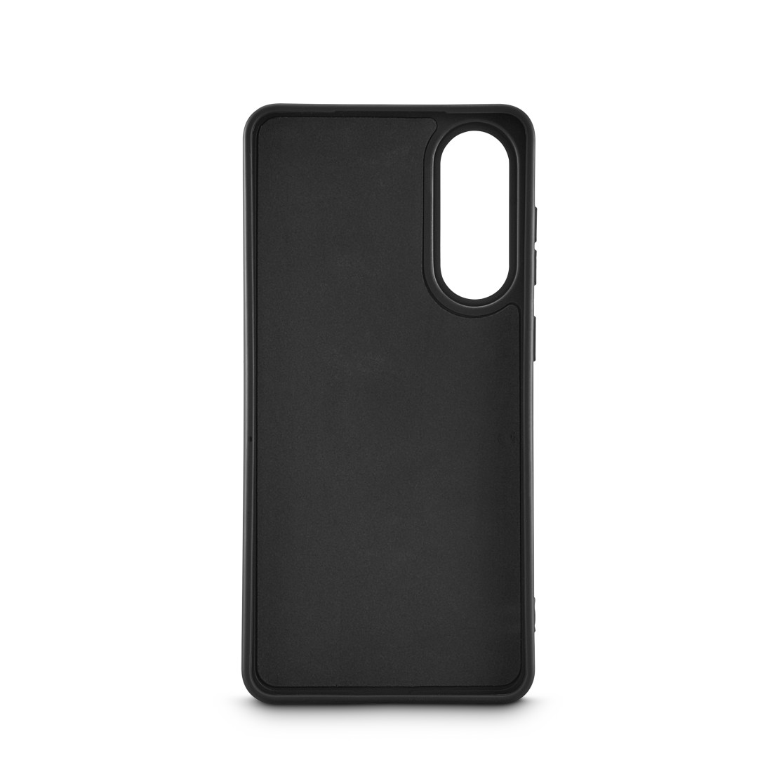 Schwarze Handyhülle, Innenansicht. Schwarze Farbe.