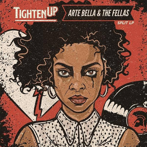 Albumcover einer Frau mit dunklem, lockigem Haar und einem gebrochenen Herzen an der Seite. Der Text lautet 'Tighten Up'.