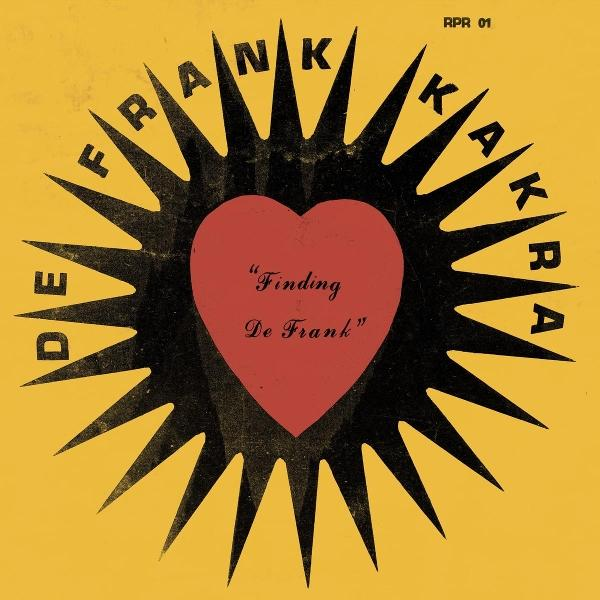 Albumcover. Rotes Herz in schwarzem, stacheligem Sonnenaufgang. Text: De Frank, Finding De Frank.