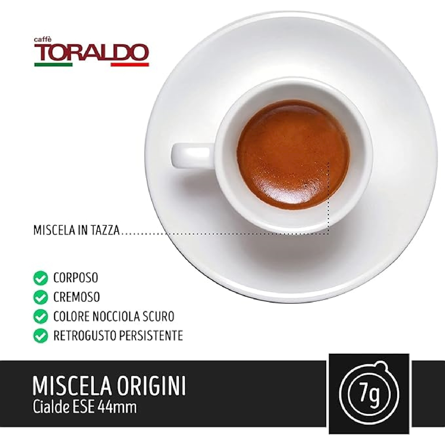 Una tazza di caffè con il logo Toraldo.