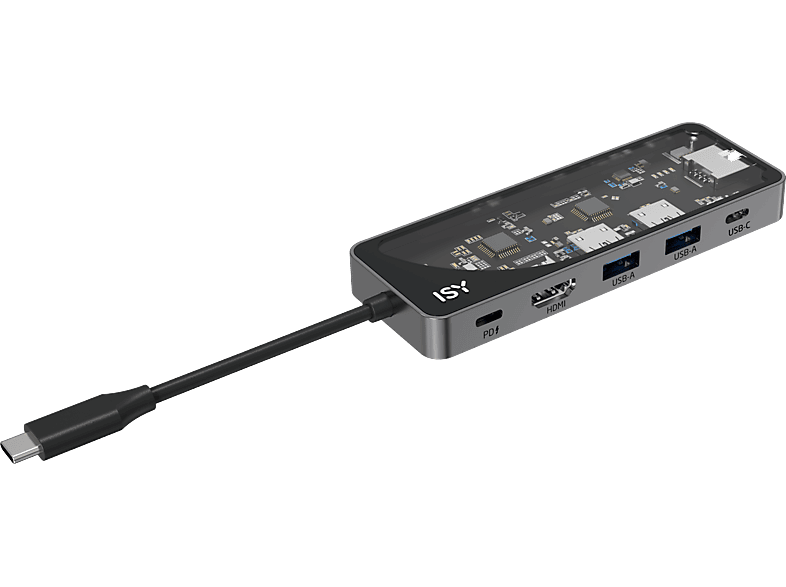 ISY IAD-1024-2 Multiadapter, Silber Aluminium/Transparent