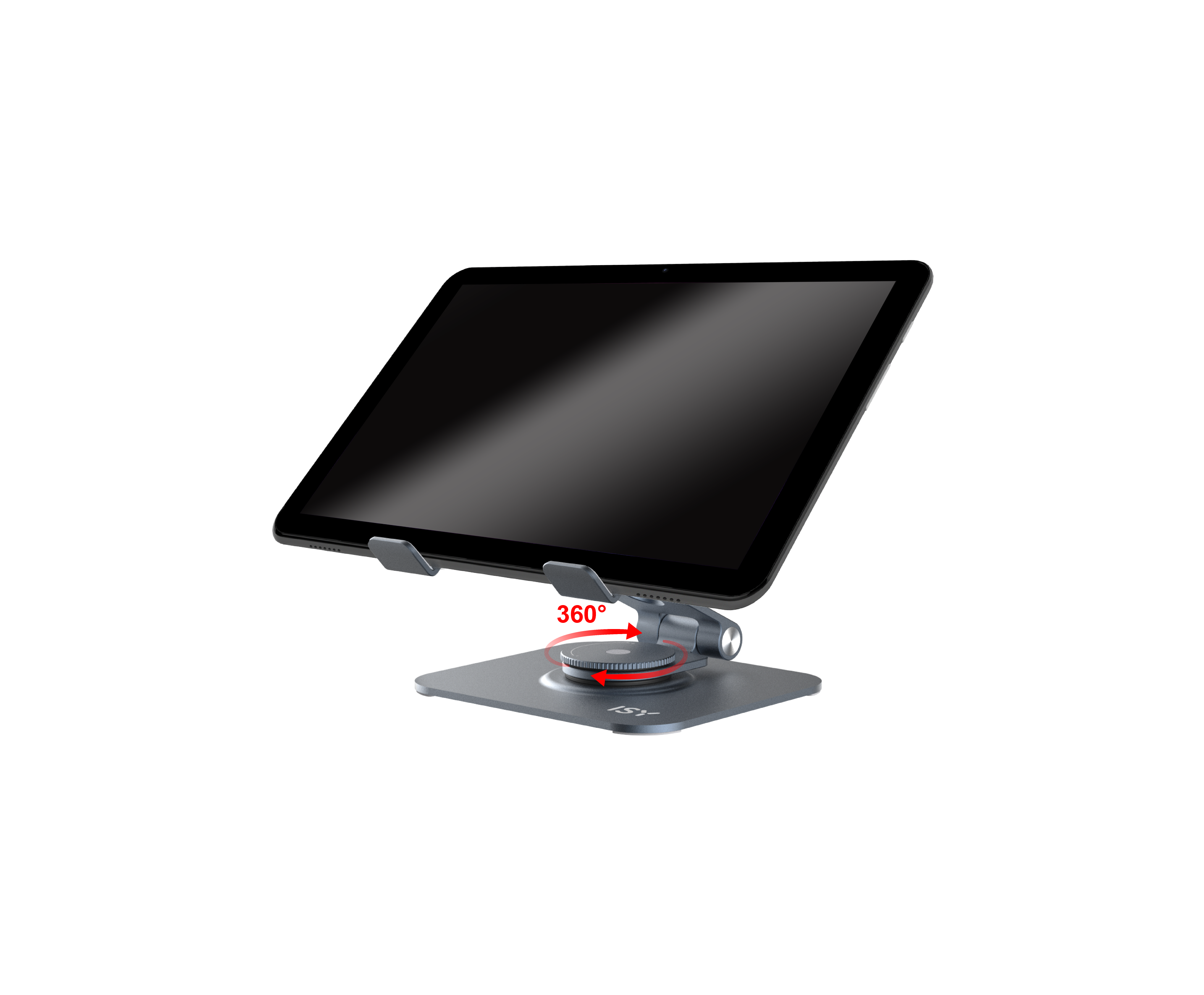 Laptop w czarnym etui, z białą myszą. Widoczne logo ISY.