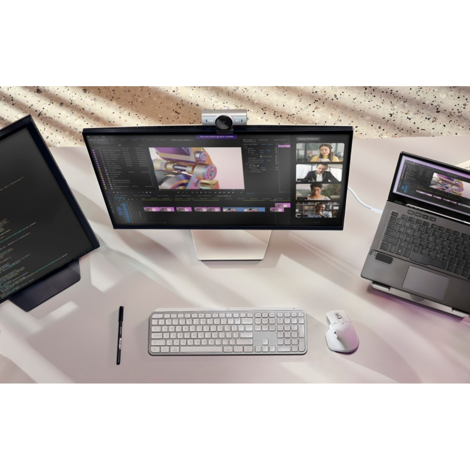 A webcam on top of a monitor, with a screen visible.