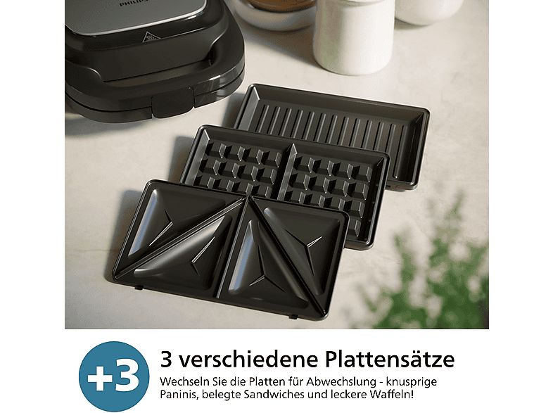 Thumbnail - PHILIPS HD2350/80 5000 Series Sandwichmaker Schwarz/Silber