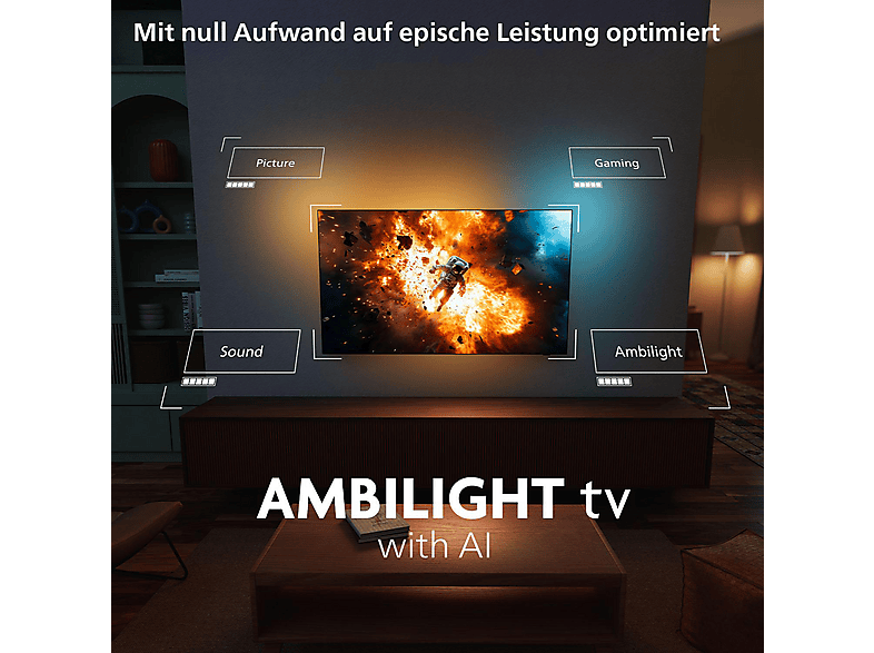 PHILIPS 55OLED760/12 OLED Ambilight TV (Flat, 55 Zoll / 139 cm, UHD 4K, SMART TV, Ambilight)