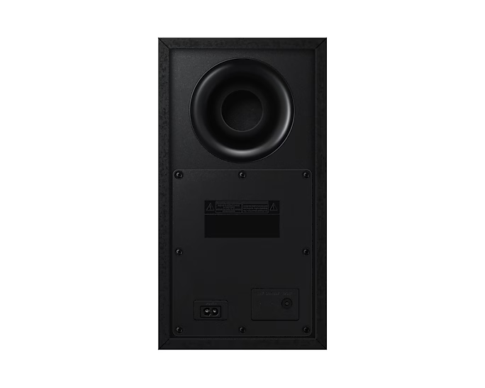 Fekete mélynyomó hátulról. Portok és csatlakozások láthatók.